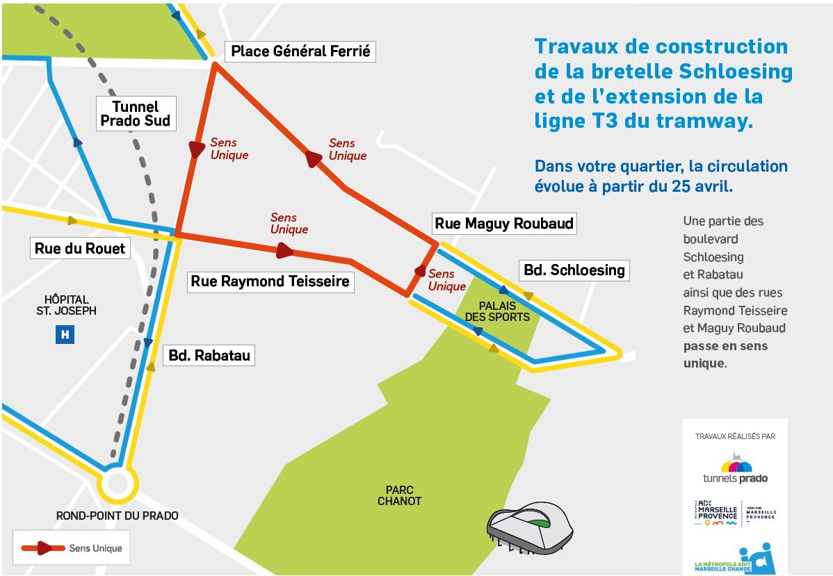 Travaux de construction de la bretelle Schloesing et de l’extension de la ligne T3 du tramway