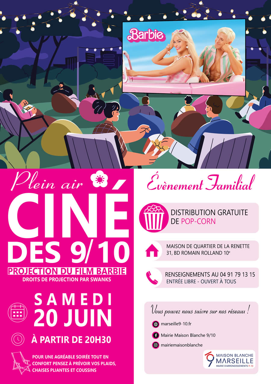 20 juin 2026 : Ciné plein-air "Barbie" à la Renette 13010